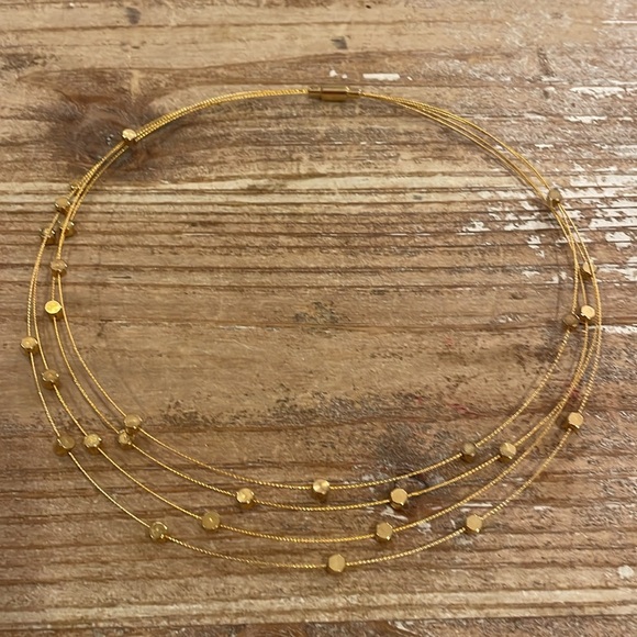 Vintage Gold Tone Beaded Multi Layer Strand Choker Collar Statement Necklace - Picture 3 of 3